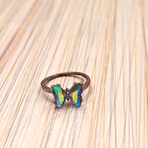 Rose gold chrome butterfly ring